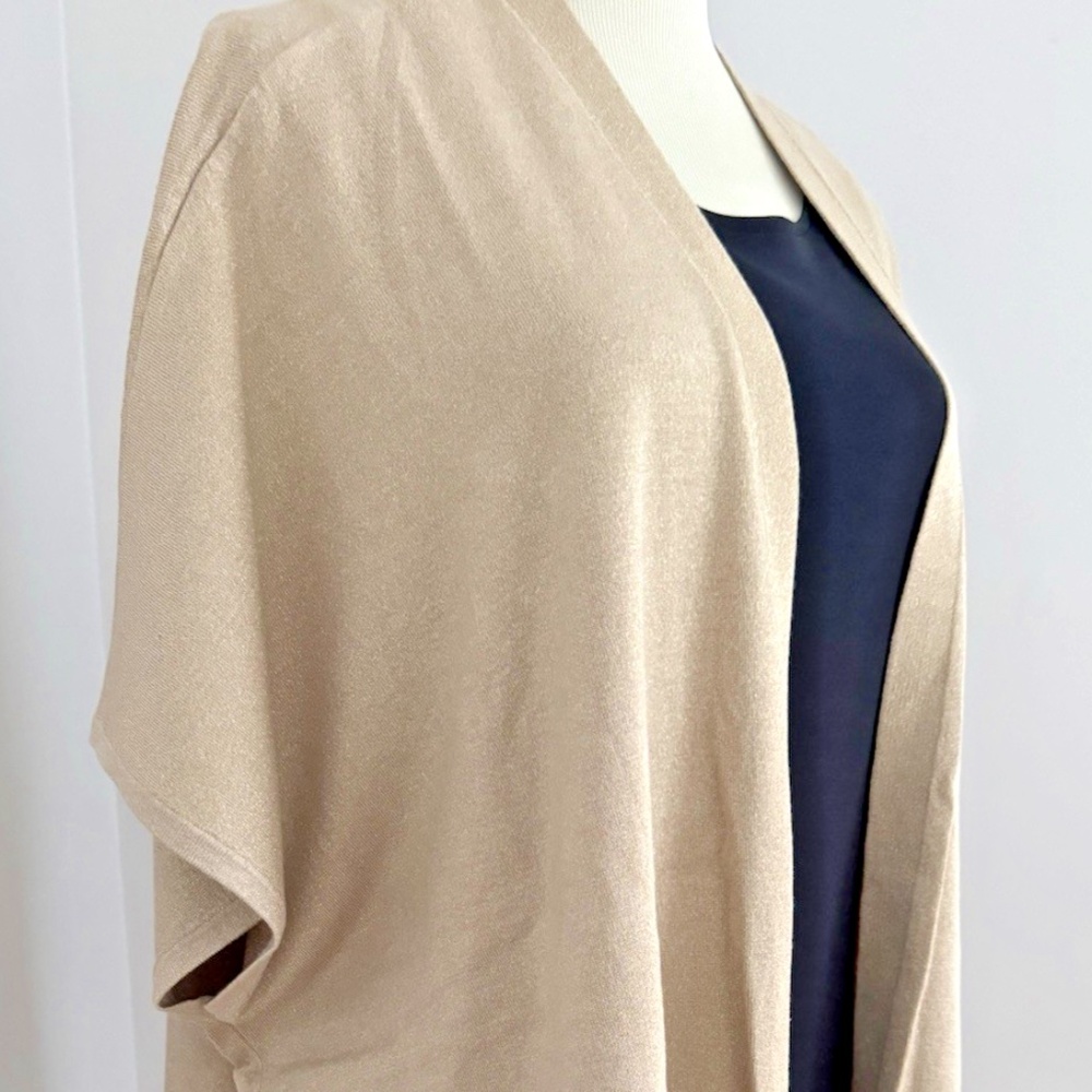 JM Collection Open Front Topper Cardigan Sz M Gold Sparkle Lurex NWT $59